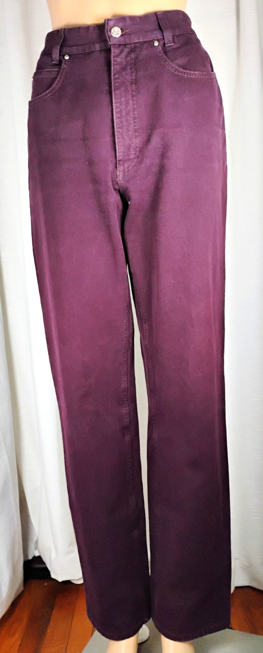 Cambio Sharon Jeans Womens 12 Wine Red Stretch Straight Leg Denim Twill